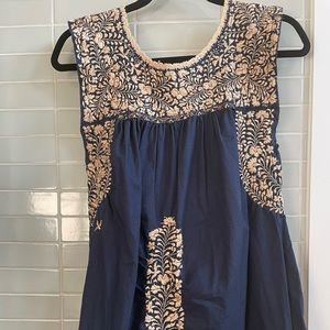 Mi Golondrina navy and gold blouse